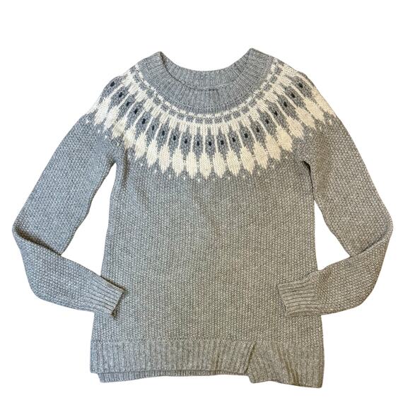 Ruff Hewn Fair Isle Crew Wool Blend Sweater Grey Size M - Picture 1 of 6
